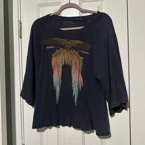 Wildfox Navy Shirt with Eagle and Feather Design S